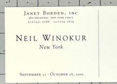 Neil Winokur (b. 1945) Art Announcement Card September 2000 – New York