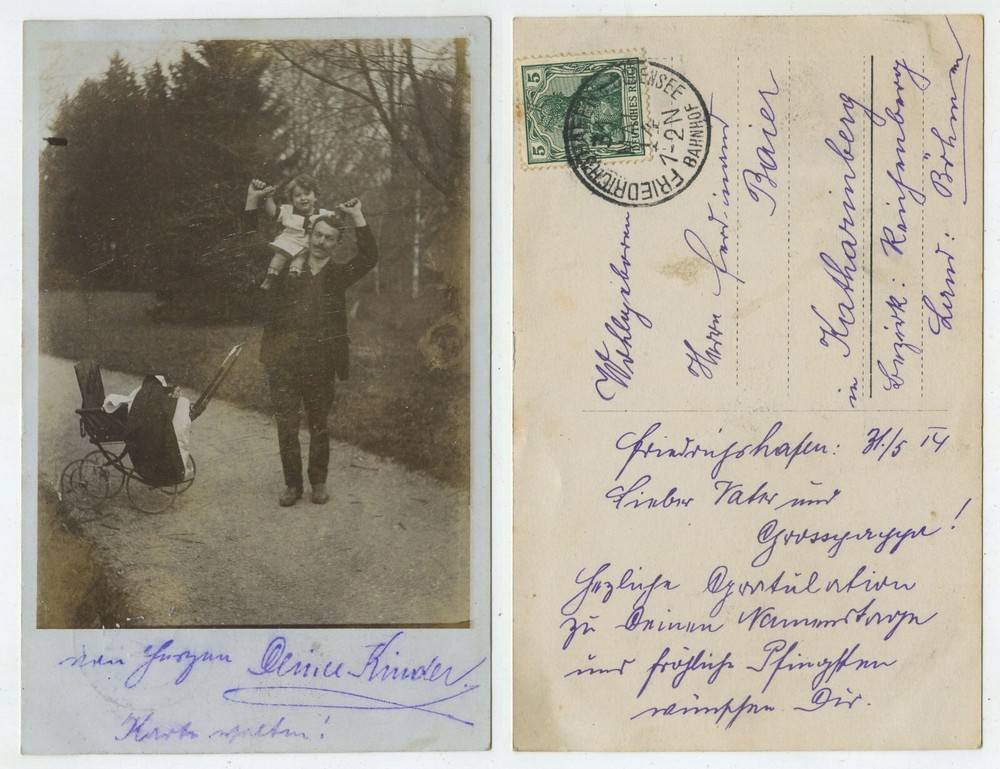 85048 – Father with Child on Shoulder – Photo as Postcard, 31.5.1914