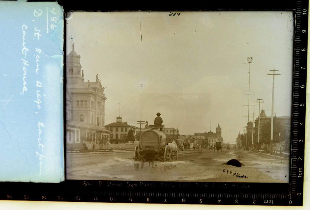 Antique G F Hyde Photograph Glass Negative Broadway D St Front San Diego 1885