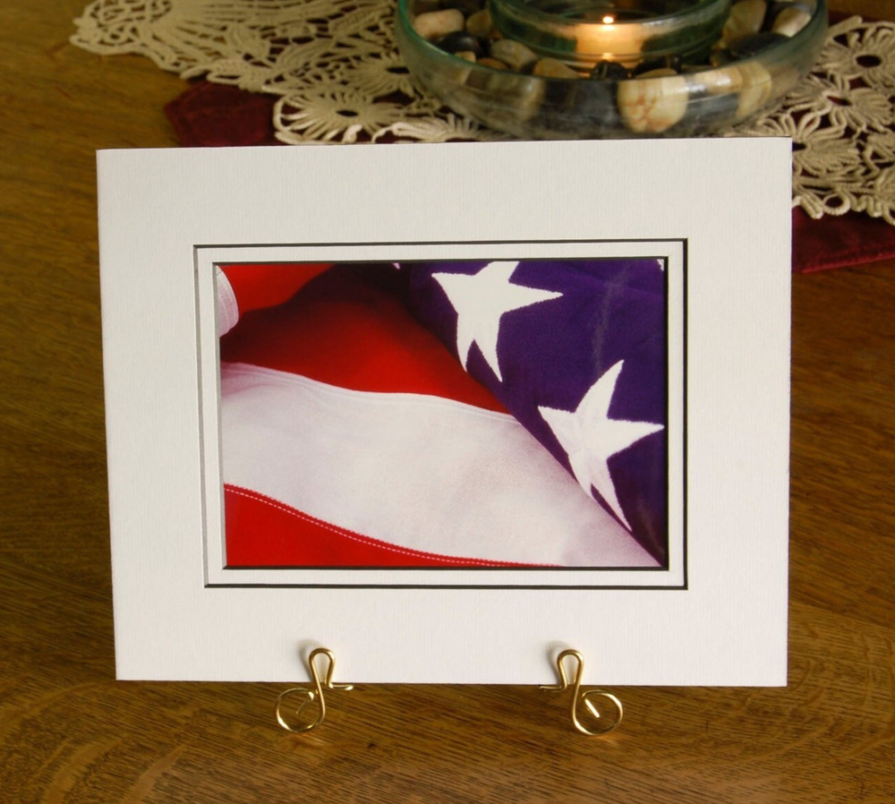 5×7 Original Flag Print, Double White/Navy Mat (Fits 8×10 Frame), Patriotic