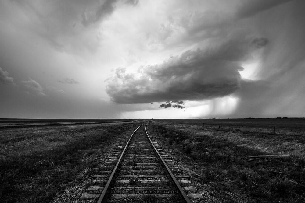 Railroad Photography Print | Train Tracks and Storm Picture | Kansas Wall Art