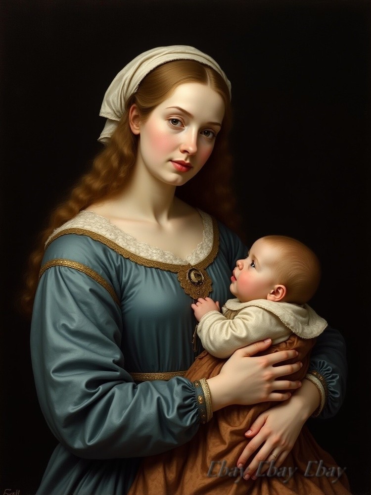 A3 Photo Mother Child Tenderness Artistic Glossy Paper Decor -017