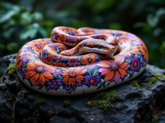 Floral Snake Beautiful Digital Art Transparent Download PNG File