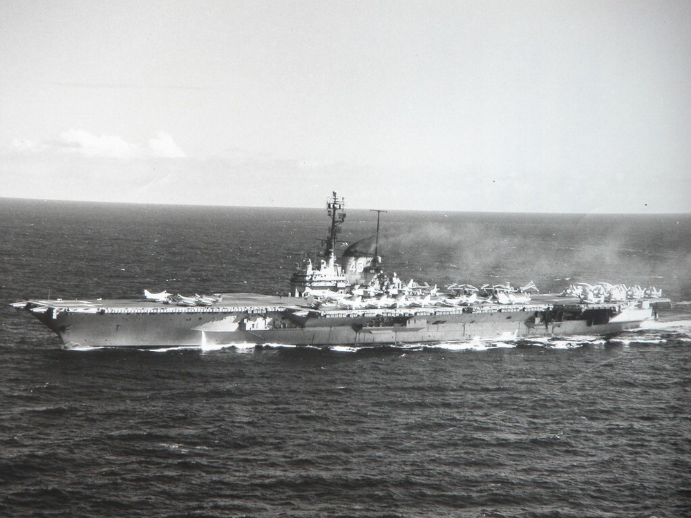 Vtg 1960s USS CORAL SEA CVA-43 Aircraft Carrier Photograph Press Release