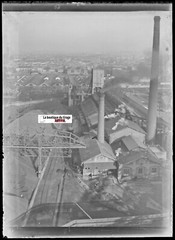 Factory, Industry, Vintage Glass Photo Plate, Black & White Negative 6X9 CM