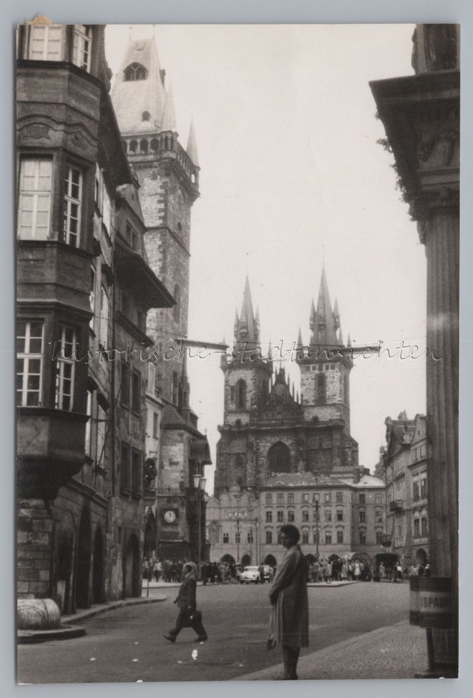 Prague Czech Republic 1961 – Old Town Square Passersby – Old Photo 1960s