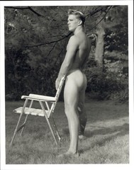 1990 Bruce Weber Nude Male Model With Lawn Chair Art Photo Gravure