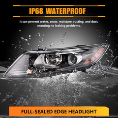 Headlight Assembly for Ki-A Optima 2011-2013, Driver & Passenger Side Halogen He