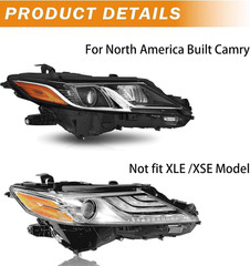 Passenger Side Headlight Assembly Compatible with 2018-2022 Toyota Camry | 2023