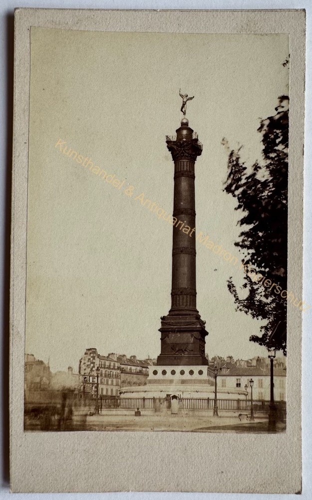 orig CDV France Paris Place Bastille vintage album print tirage album 1860