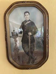 Antique 19th Century Colorized Framed Photograph Soldier Vincent Scenna