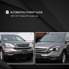 Compatible with 2007-2011 Honda CR-V, Left + Right Pair Headlamps Assembly, JDM