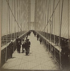 USA United States New York Brooklyn Bridge 1883 Photo Stereo Vintage Citrate
