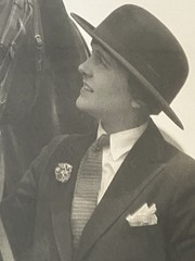 vintage LF Redman Detroit photograph large framed Horse Rider woman hat gloves