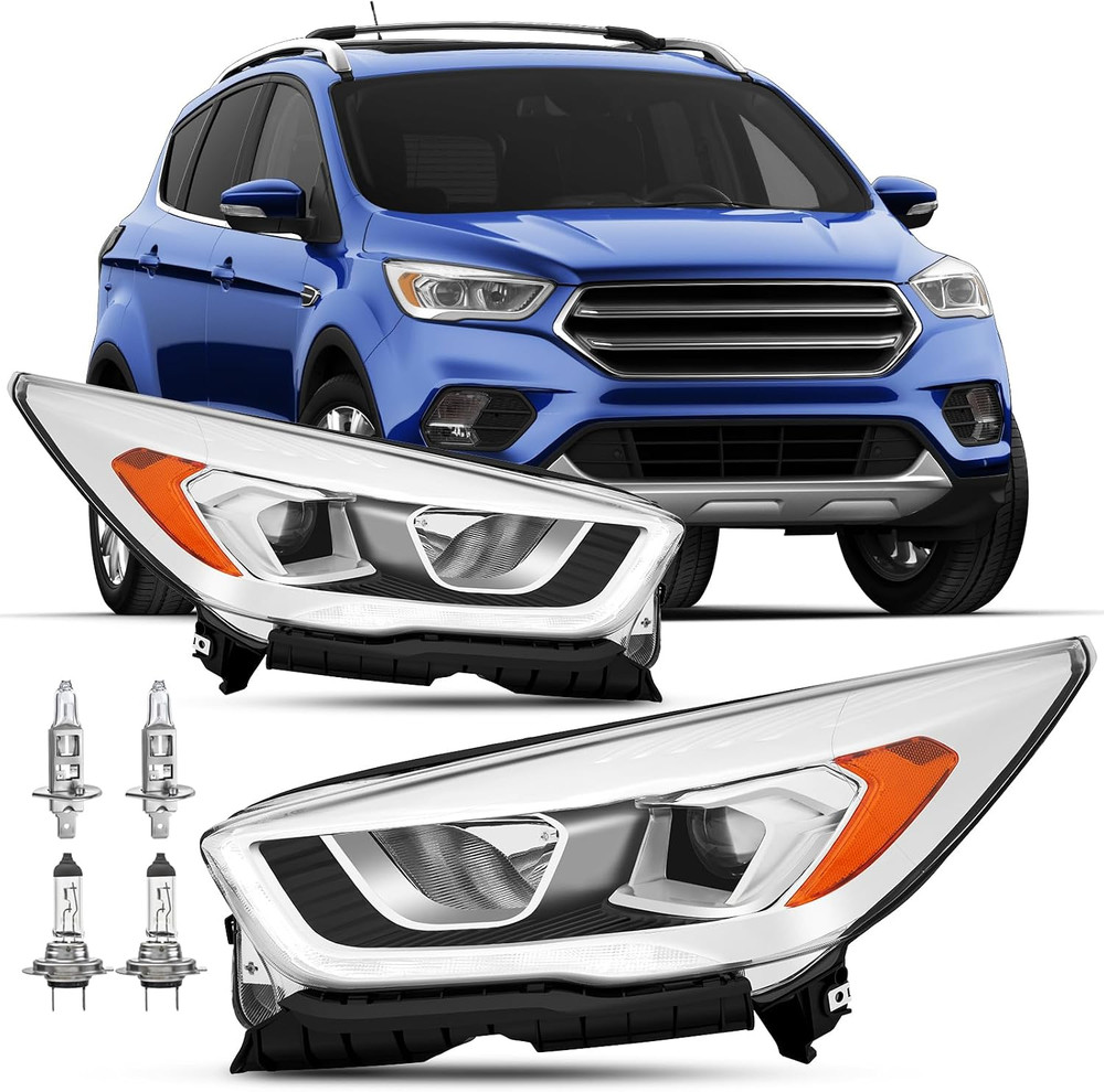 For 2017 2018 2019 Ford Escape Halogen Type Headlight Assembly W/Led DRL Project