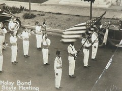 1920s Wichita Kanas De Molay Marching Band Photograph US FLAG Vtg Cars 1925