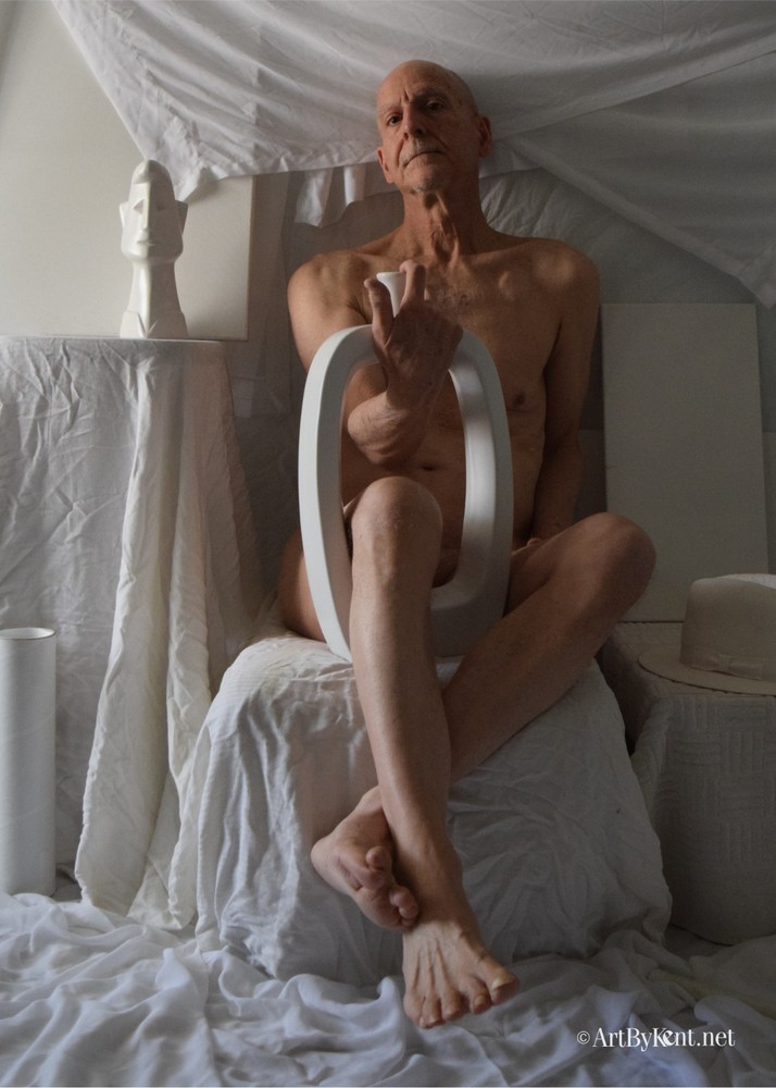 Nude male art model photographs, 1 color, 1 greyscale 4×6″ prints