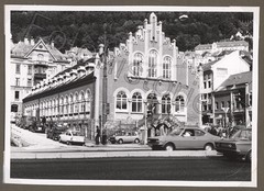 Photo Norway Bergen City Scape Bryggen Road Front Car 1950s