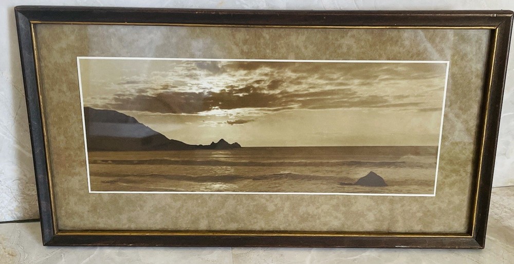 Vintage Sepia Coastal Seascape Photograph Framed & Matted