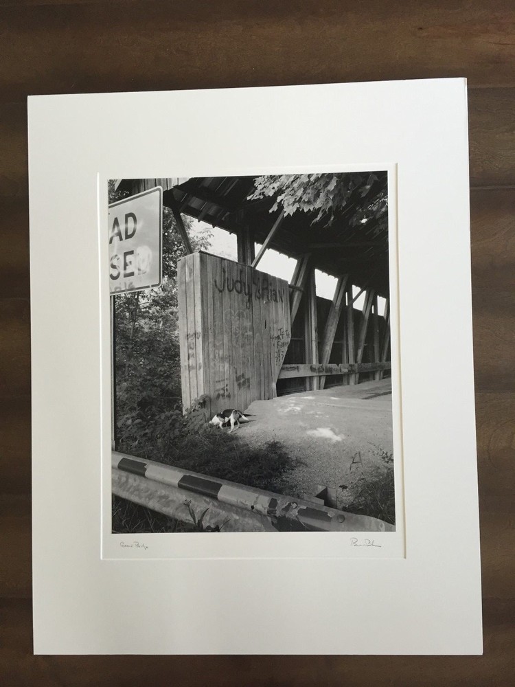BRUCE BLUM SIGNED Black and White Photo Print (22″X 28″)-«Covered Bridge «