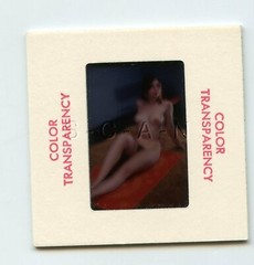 Org Camera Club Nude 60s 35mm Slide Negative- Super Endowed Woman- Long Hair #11