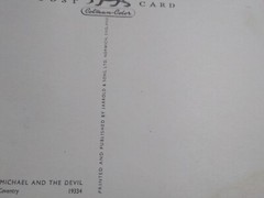 VTG RPPC REAL PHOTO EPSTEIN’S BRONZE STATUE OF ST MICHAEL & THE DEVIL POSTCARD