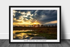 Swamp Photography Print – Golden Sunset Over Bayou in Louisiana