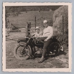 Motorcycle BMW with Sidecar 1961 – Boy Sticks Tongue Out – Photo 1960s