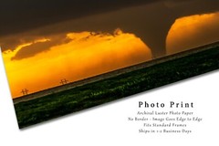 Storm Photography Print – Picture of Large Tornado as Silhouette in Kansas
