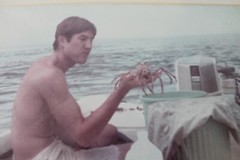 Matted Photograph of Young Man Lobstering in Florida Keys 1968 Reprint 14×11