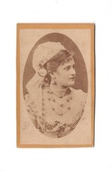 CDV photo woman portrait/named: Marsberg/actress? – unknown location