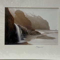 Signed Sherrill Photo Hug Point Oregon Coast Waterfall Beach Moody PNW Art