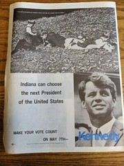 1968 RFK ROBERT BOBBY KENNEDY POSTER PAMPHLET INDIANA MEY 7TH RARE VTG