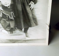 VTG Black & White Framed Photo of Two Young Girls on Wooden Steps
