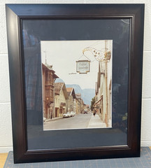 1960s Meiringen Switzerland Framed color photo street scene Gasthof Traundorfer