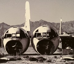 VINTAGE AIRCRAFT /AIRPLANE SALVAGE SCRAPYARD SURREAL LANDSCAPE PHOTOGRAPH