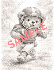 Digital Sketch Photo of Bear Playing Football