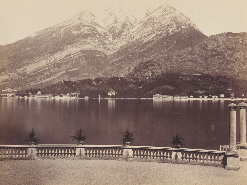 Antique Albumen Photograph Italy Lake Belaggio Mountain View 8 x 10 1/2″