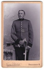 Photograph Franz Ehrlich, Dresden, Young Soldier with Saber CDV / Cabinet Photo