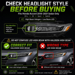 Alligator Auto Headlight Assembly Replacement for Honda Accord 2018-2021 EX-L, E