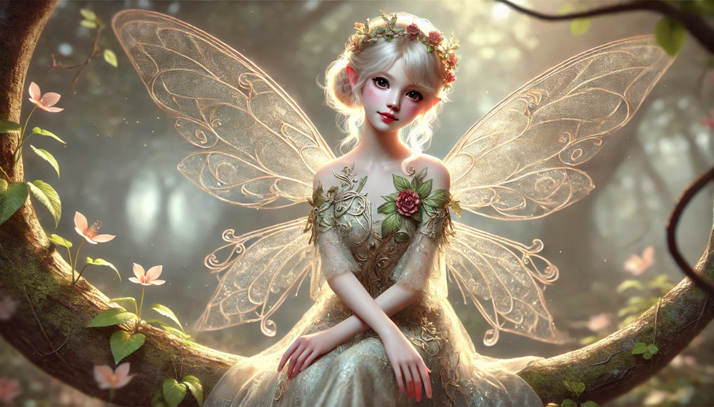 Digital Fantasy Art – High-Resolution Fairy Portrait Image -Desktop Wallpaper