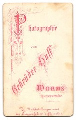 Photograph Gebrüder Huff, Worms, Speyerstr., middle-class gentleman in the dark An