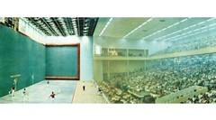 8 1/2 x 11″ COLOR PRINT of VINTAGE POSTCARD DANIA BEACH JAI ALAI FRONTON INDOORS