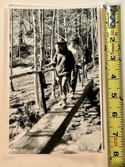 Black and White Photograph Man Woman Hiker Hippy Hat