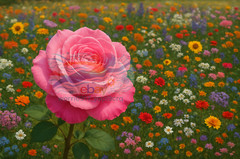 High-Res AI-Generated Pink Rose Garden Illustration – Stunning Digital Wallpaper