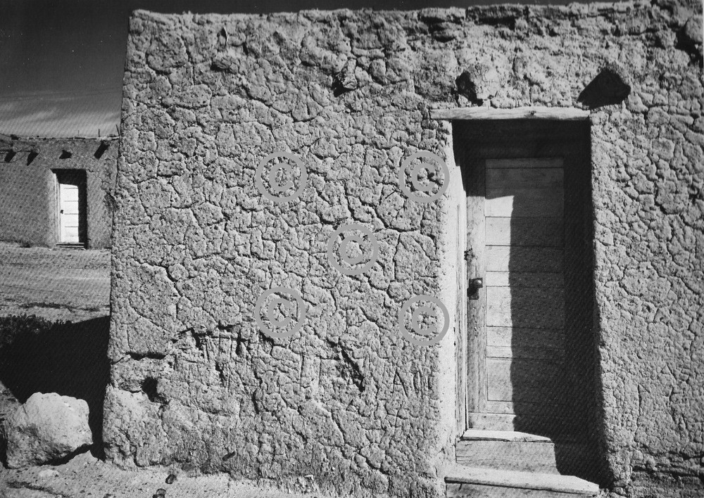 Book Plate Ansel Adams B/W 7.5 x 10.25″ Adobe dwellings, NM 1958