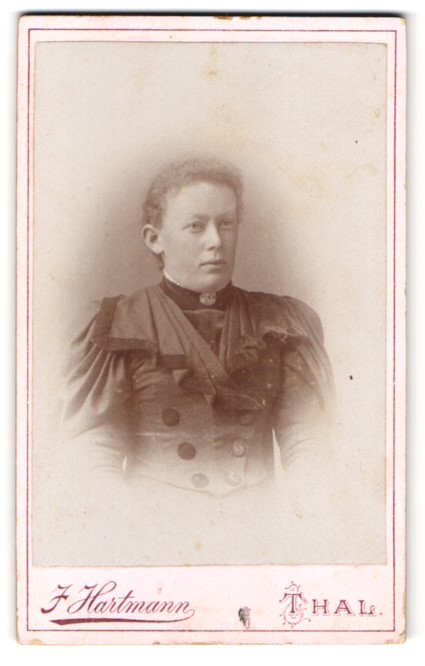 Photograph J. Hartmann, Thal, portrait young lady in fashionable clothes