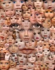 Beautiful composite Doll faces. 11×14 mounted on single weight board. NOT AI.