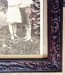circa 1920s THE MARRIAGE PROPOSAL, 3 FRAMED PHOTOGRAPHS, ORNATE WOOD FRAME