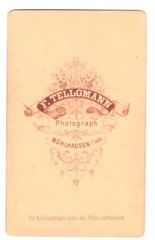 Old CDV photo around 1880, young pretty woman, Mühlhausen in Thuringia
